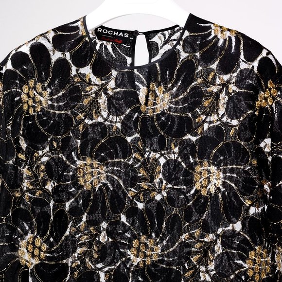 Rochas Floral Black and Gold Lace Top - Picture 3 of 9